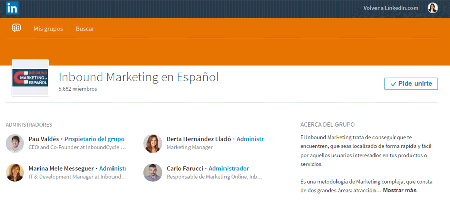 Ejemplo de grupo de LinkedIn