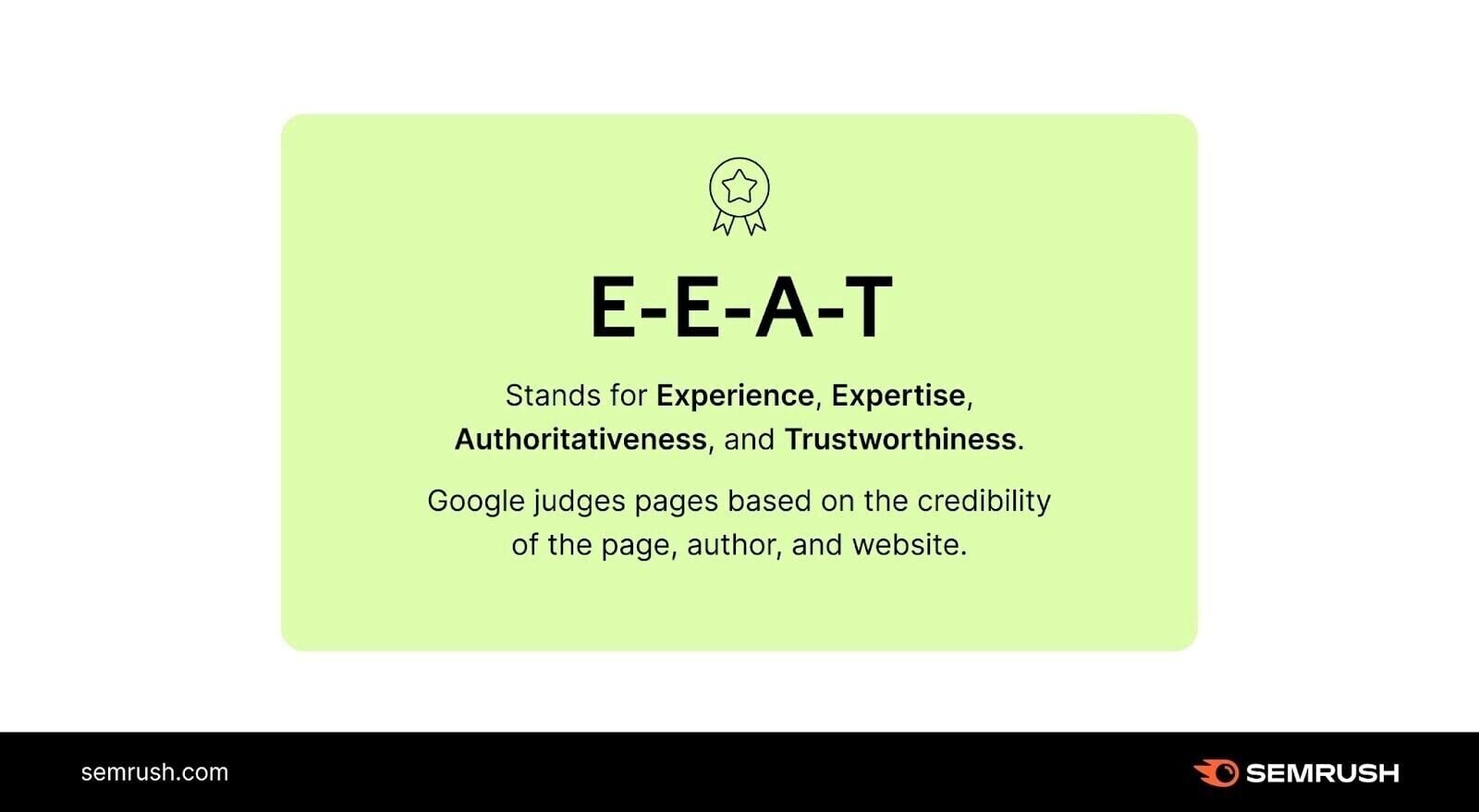 an infographic by Semrush explaining E-E-A-T quality metric