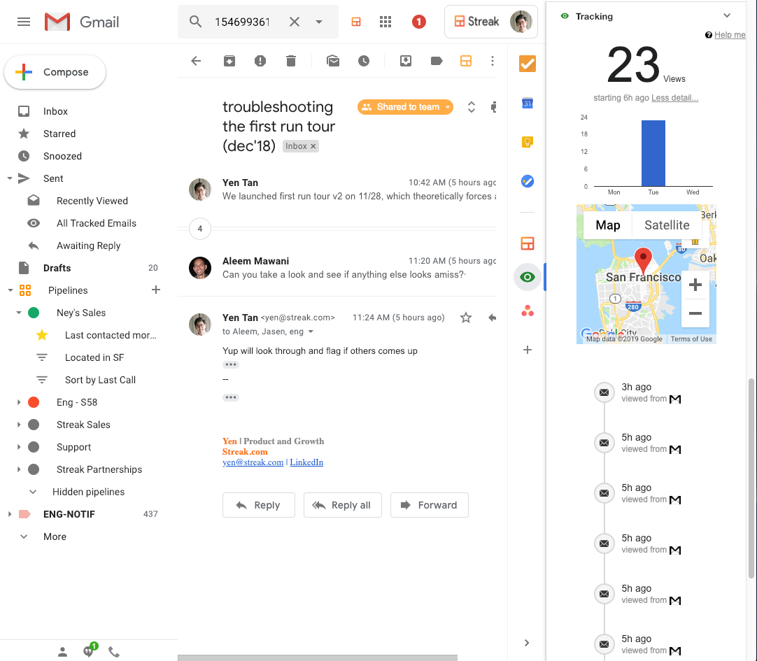 Streak email tracking