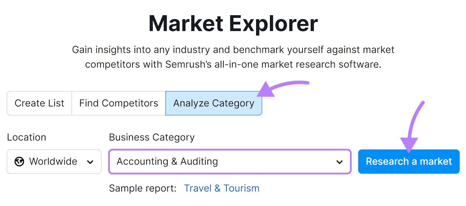 "Accounting & Auditing" category entered into the Market Explorer