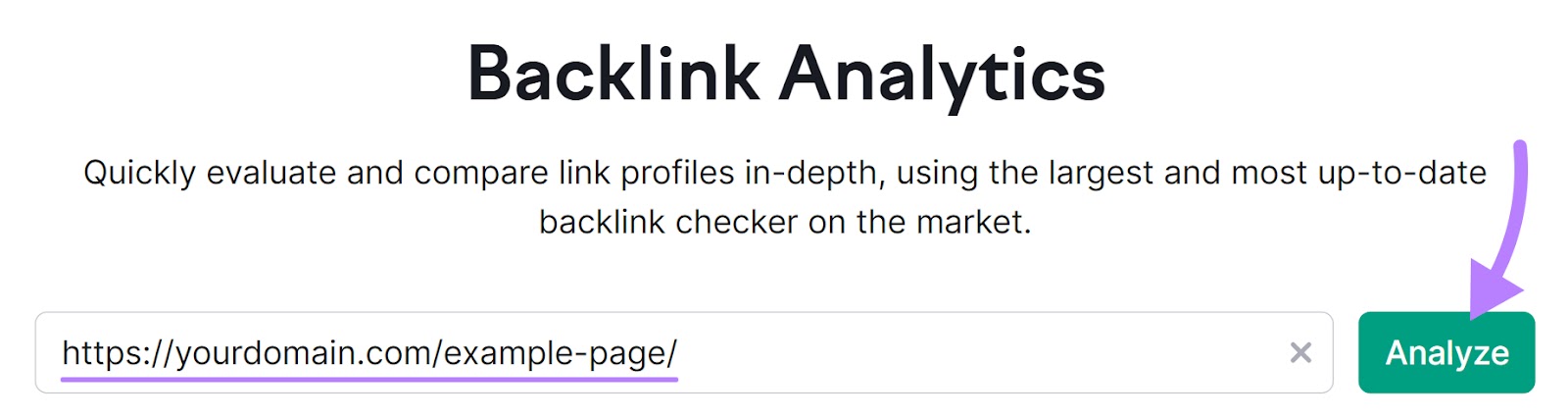 URL entered into the Backlink Analytics tool