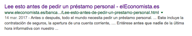 Ejemplo de clickbait en El economista