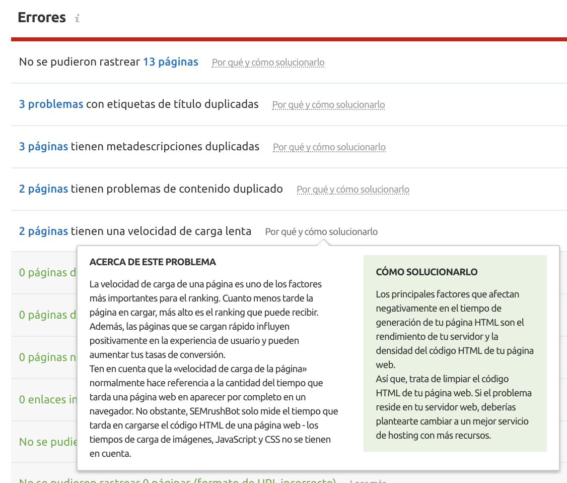 Caso de éxito en PPC - Site audit velocidad de carga