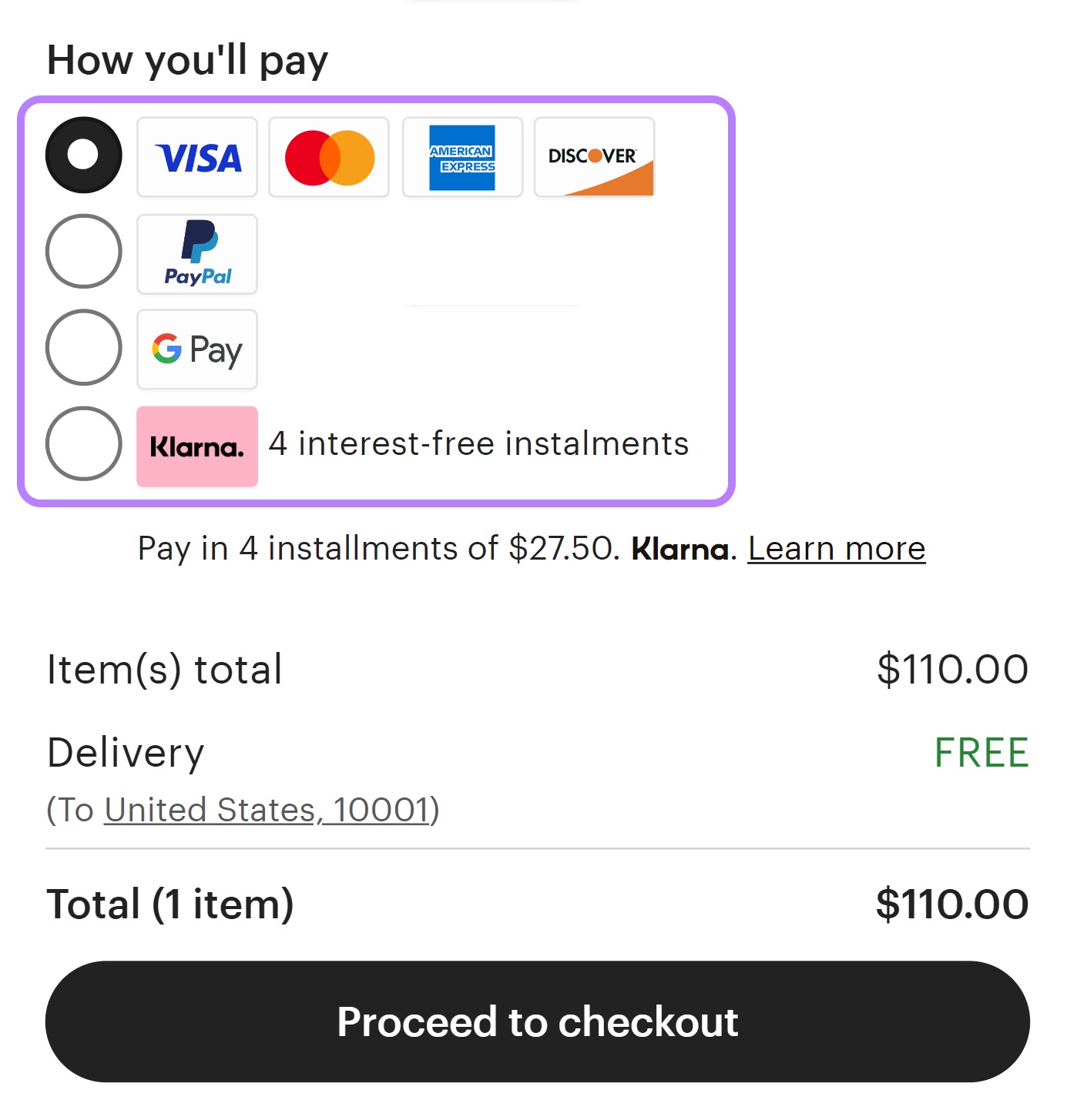 Multiple outgo   options offered astatine  checkout