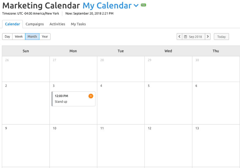 A screenshot of the SEMrush Marketing Calendar