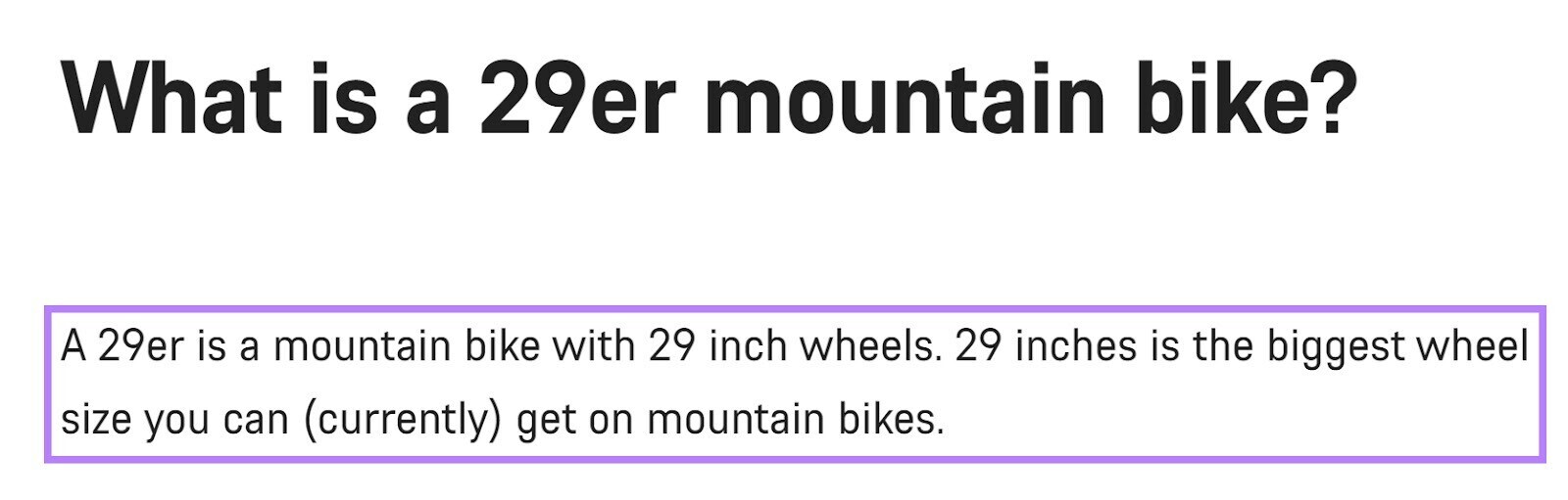 "What is a 29er mountain bike?" section in Canyon's article