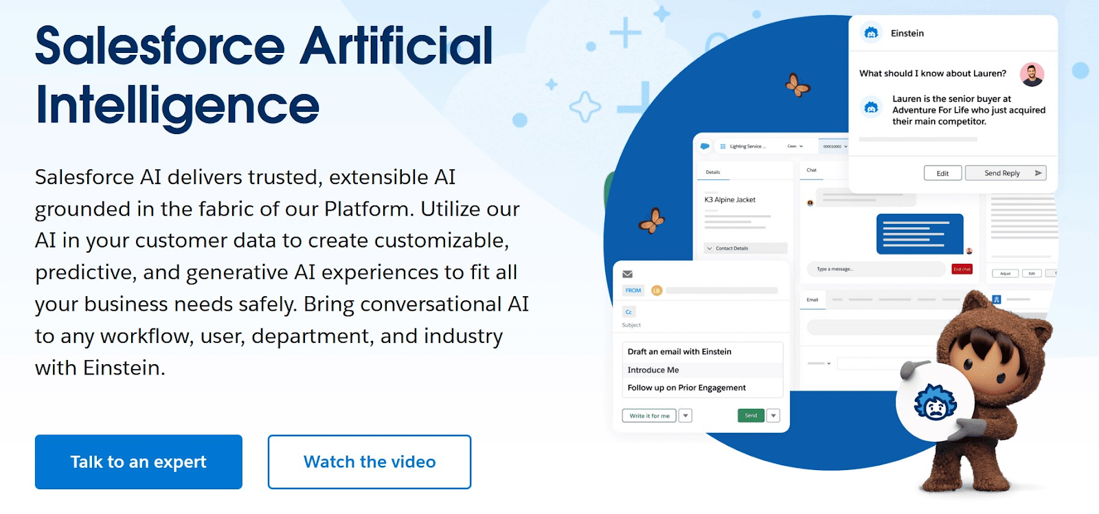 Page de destination « Intelligence artificielle Salesforce »