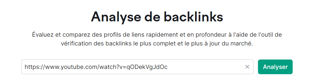 Analyse de backlinks de Semrush