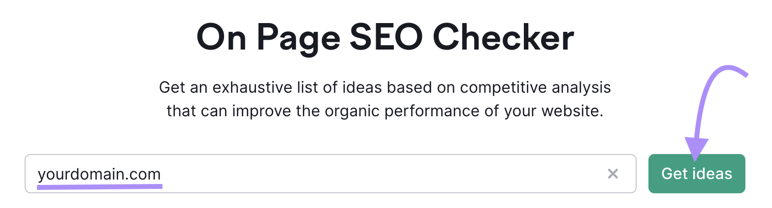 On-Page SEO Checker tool search bar
