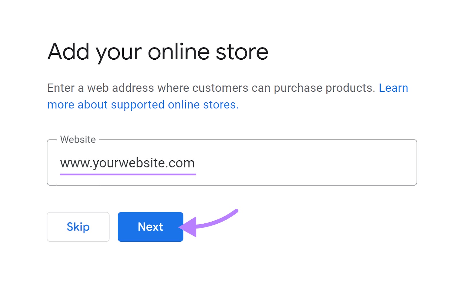 "Add your online store" window