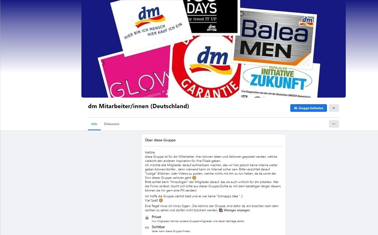 DM Mitarbeiter Facebook-Gruppe