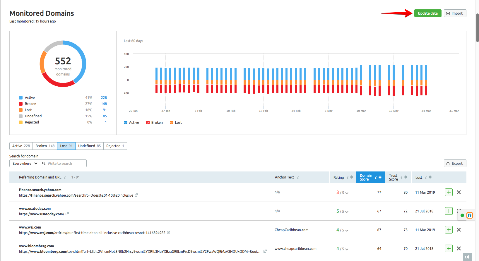 Link Building Tool: Update data