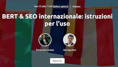 webinar su seo internazionale alla luce dell'aggiornamento bert di google