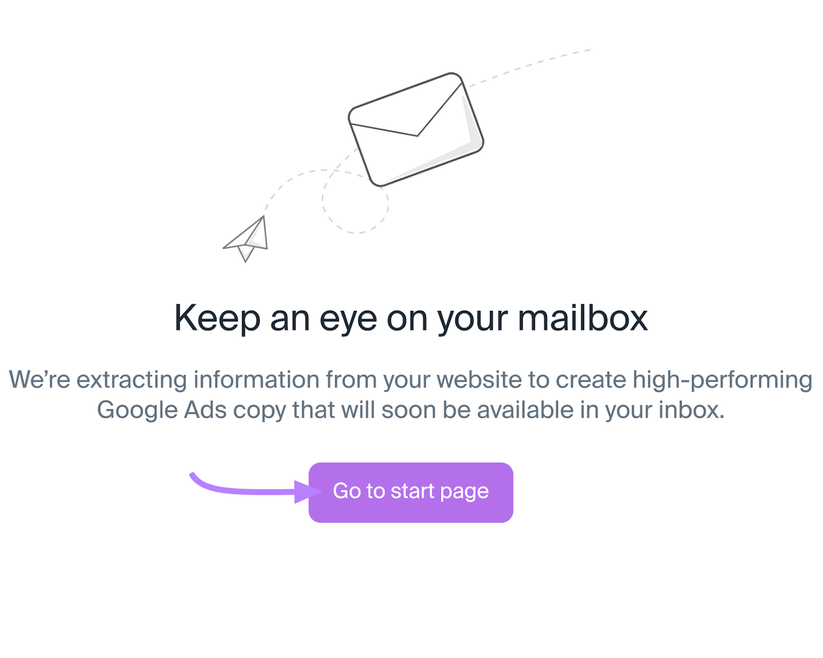 "Keep an eye on your mailbox" message in AI Ad Copy Generator