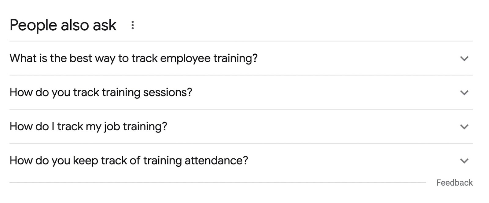 "People also ask" section for “how to track employee training" query