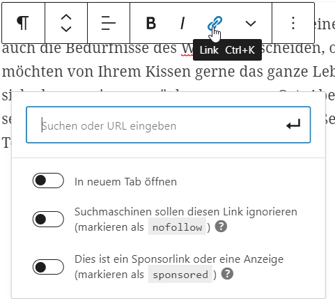 Link setzen in WordPress