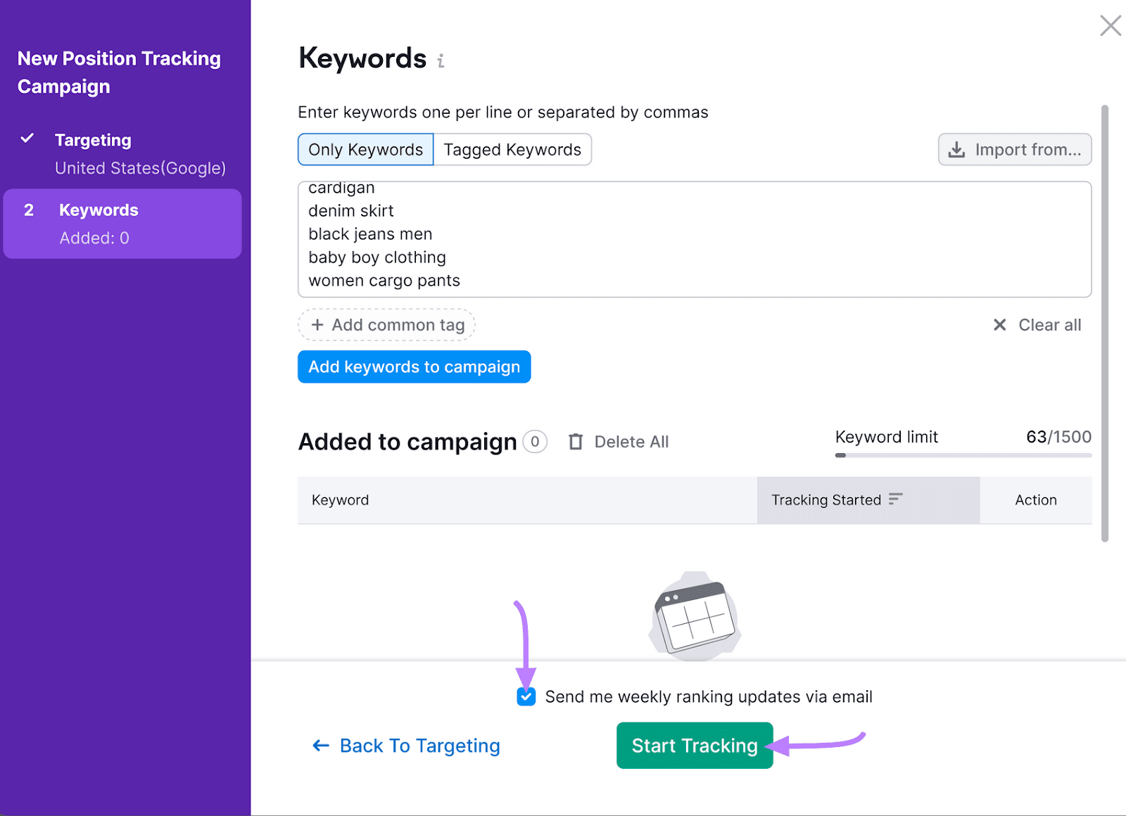 Keywords configuration model   successful  Position Tracking tool