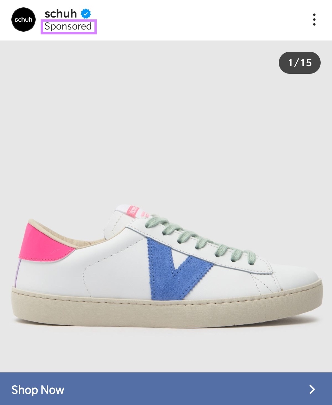 An Instagram in-app advertisement  for Veja sneakers by schuh