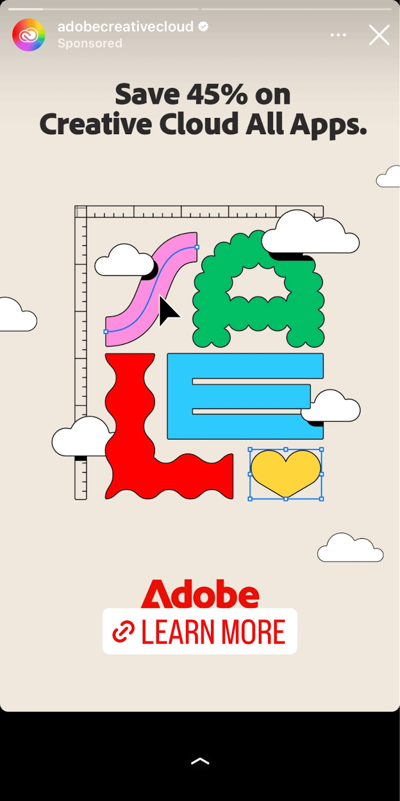 An Instagram Story advertisement  for Adobe