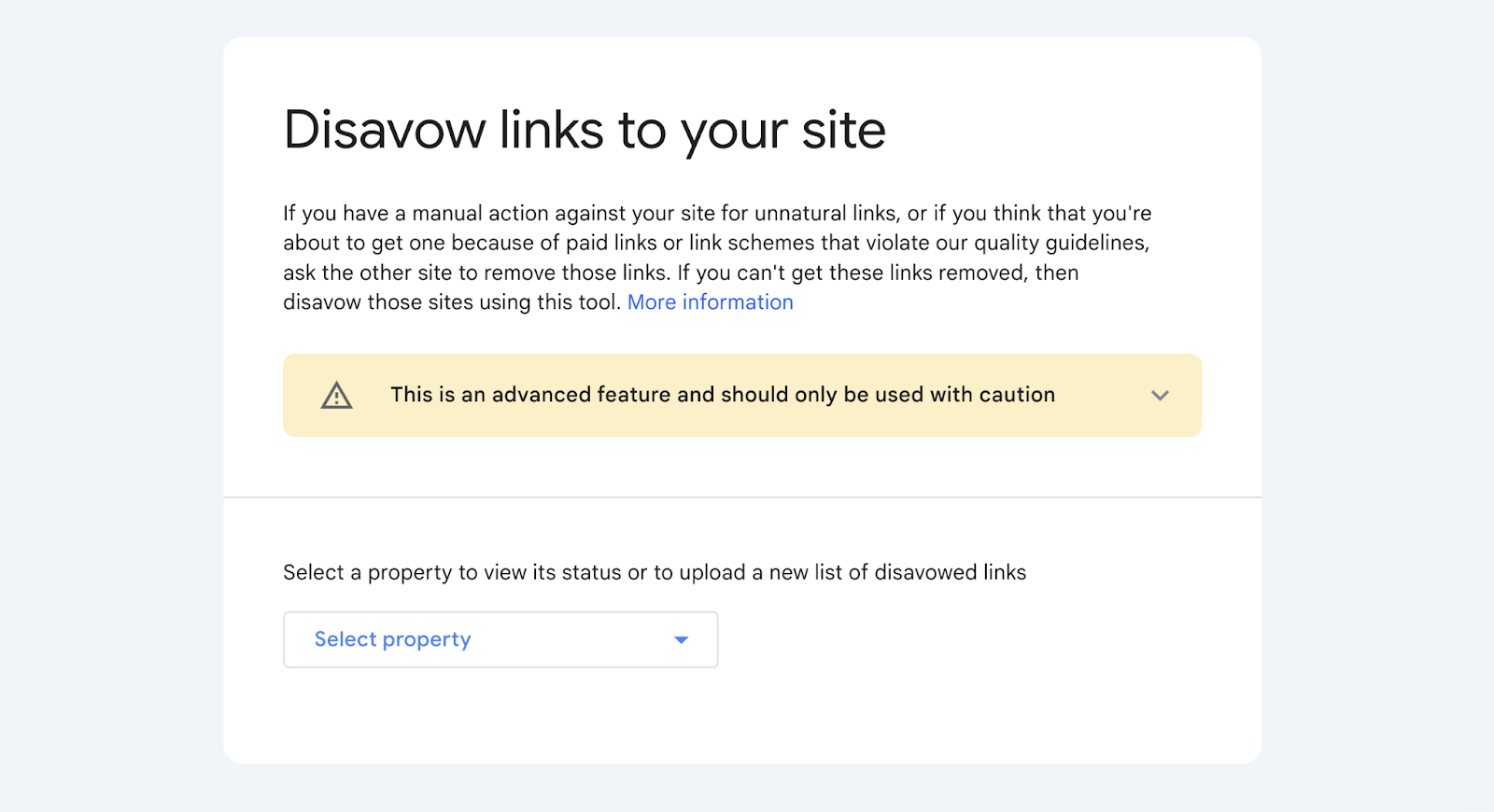 Google's disavow tool landing page