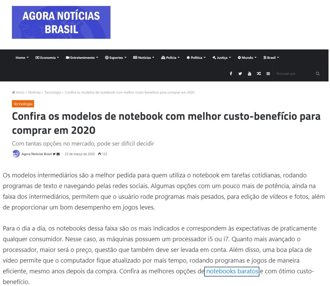 Exemplo de Link Building Conversion