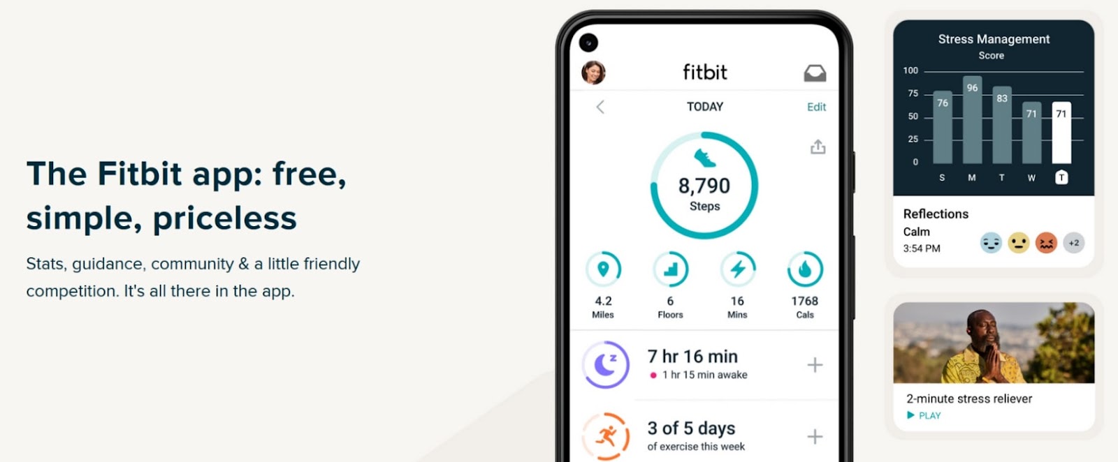 The Fitbit app landing page