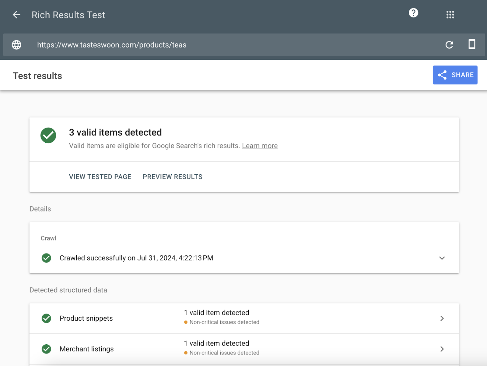 3 valid items detected and eligible for affluent  results