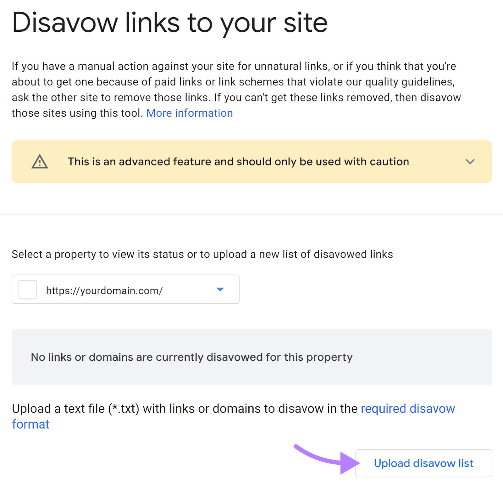 Google’s link disavow tool