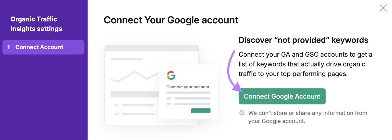 connect google account highlighted