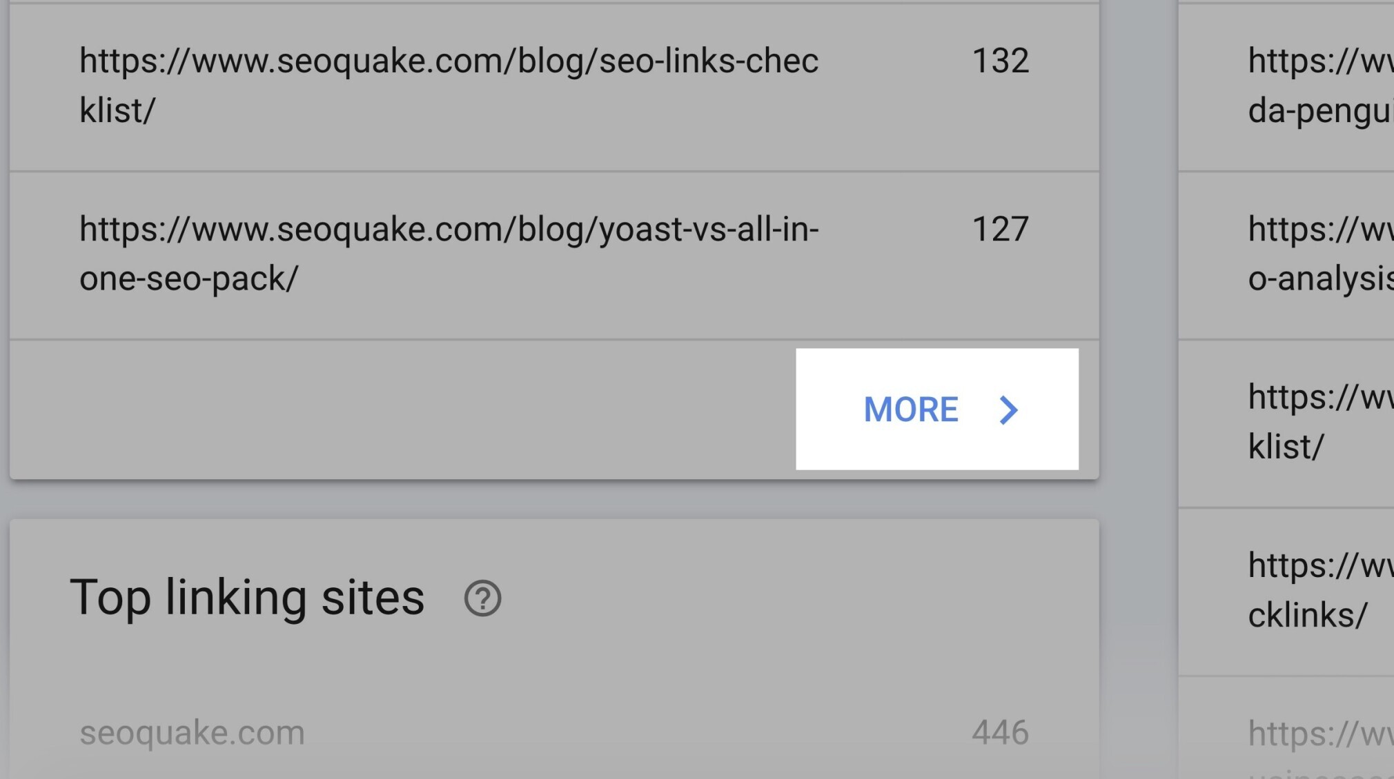 google search console external links details