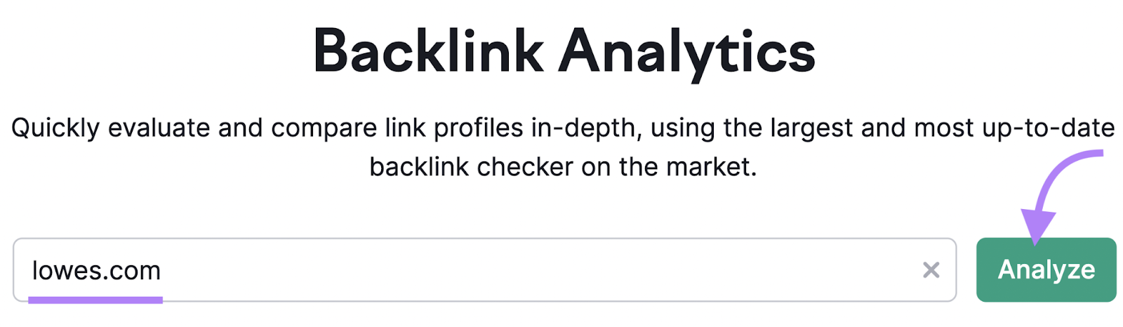 lowes.com pesquisa na ferramenta Backlink Analytics