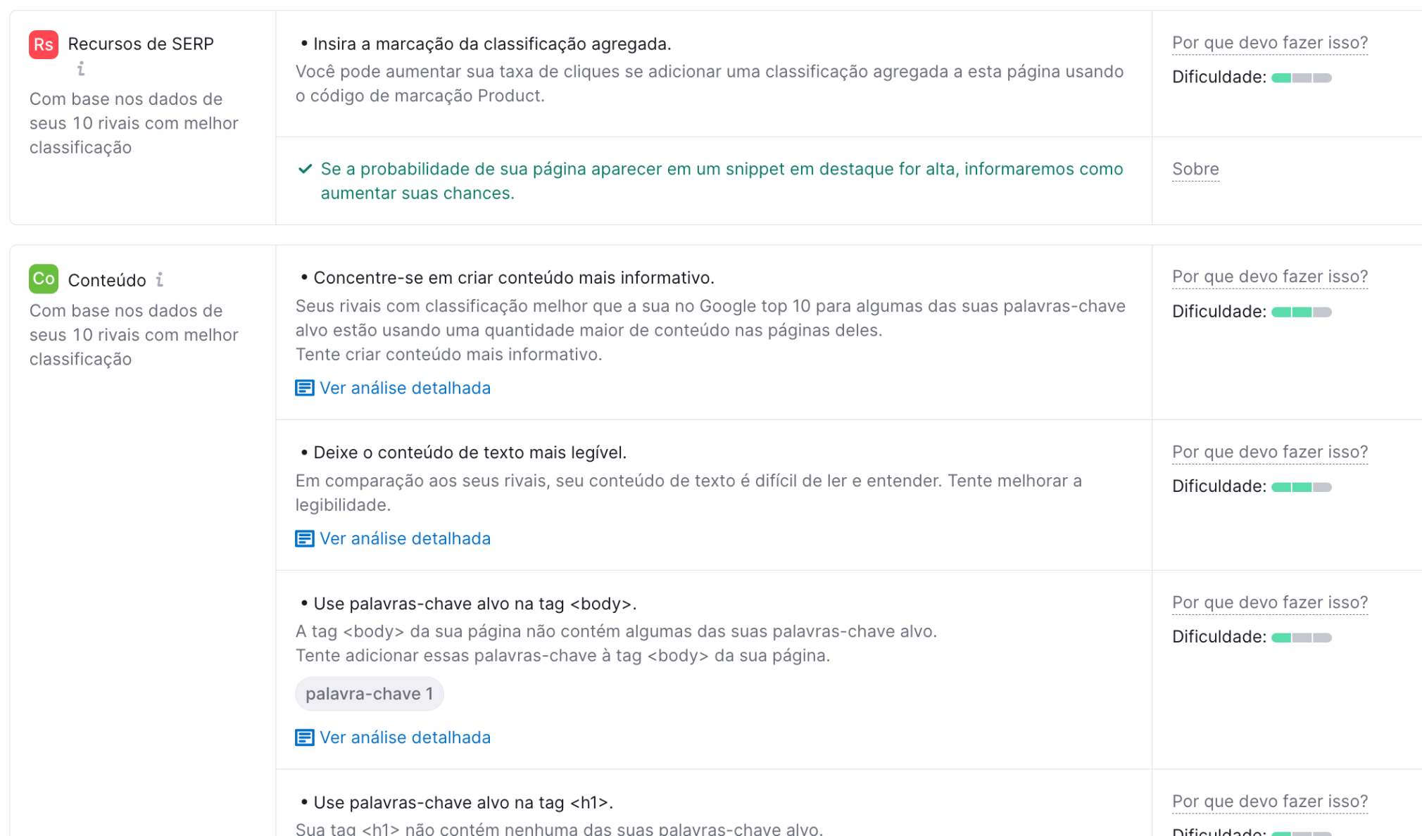 dicas de otimização no on-page seo checker