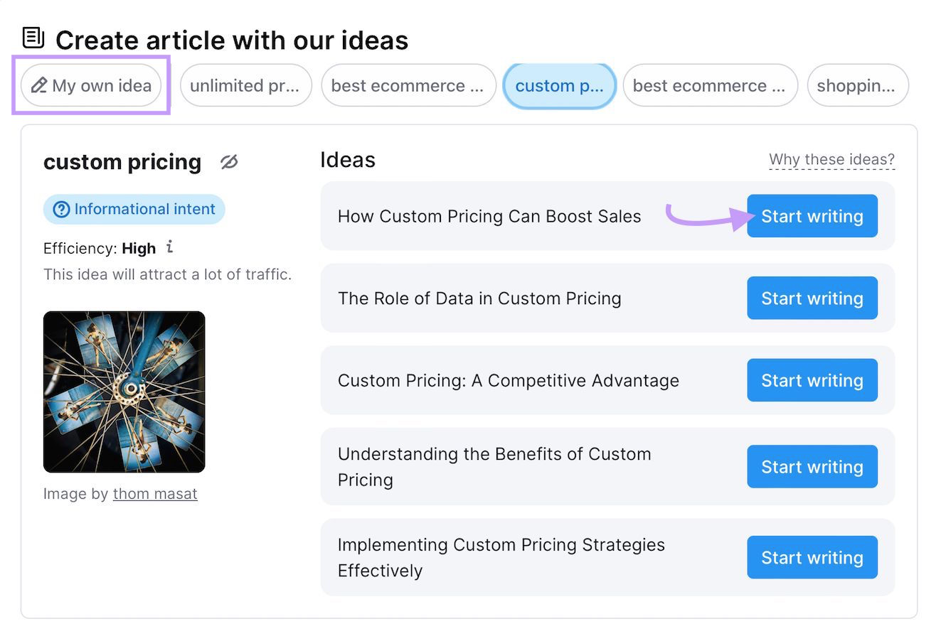 Contentshake AI dashboard s،wing content ideas to s، writing such as ،w customer pricing can boost sales.