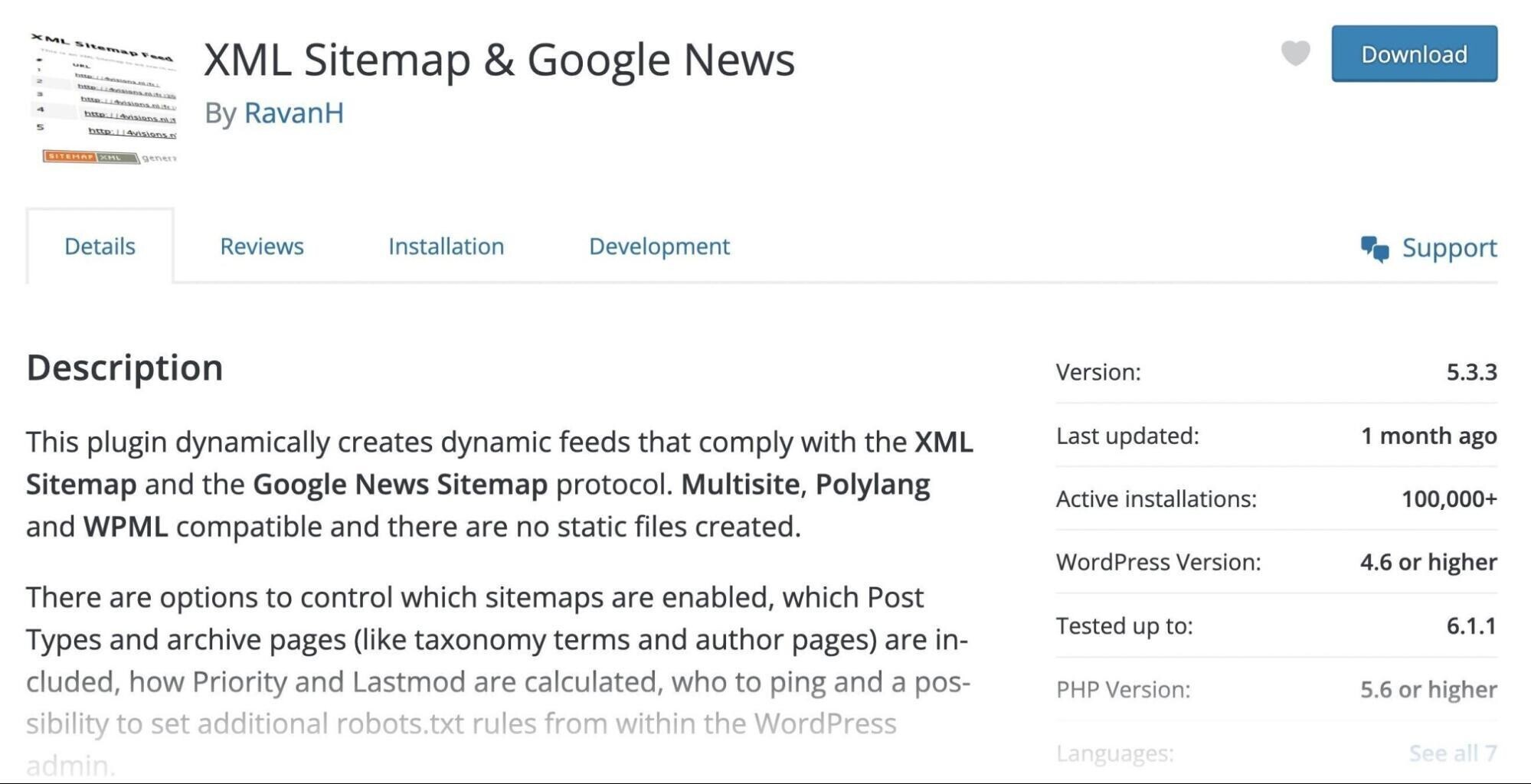xml sitemap ومعلومات البرنامج المساعد لأخبار Google