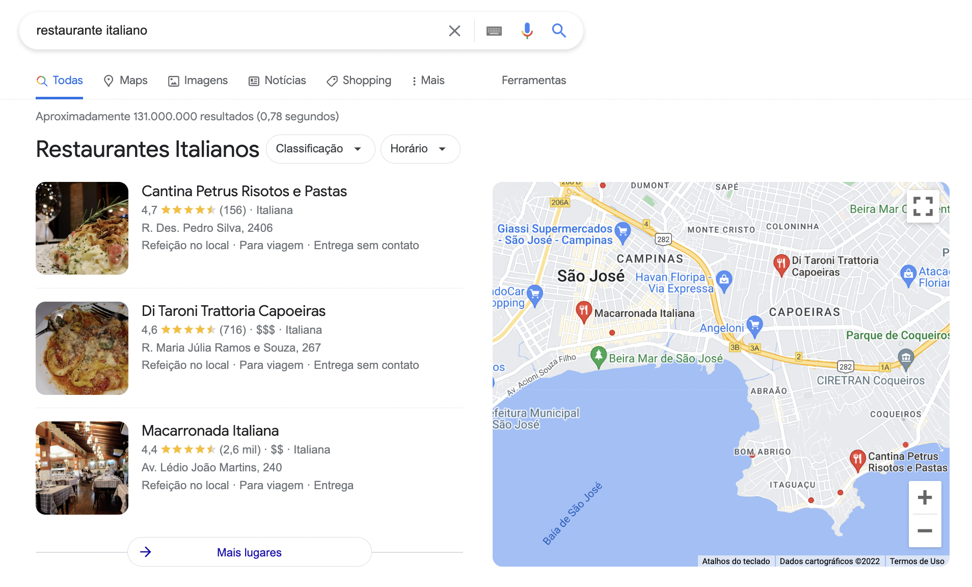 pacote seo local restaurantes