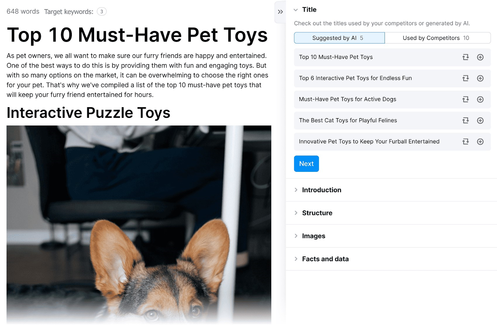 ContentShake AI-generated article on "pet toys"