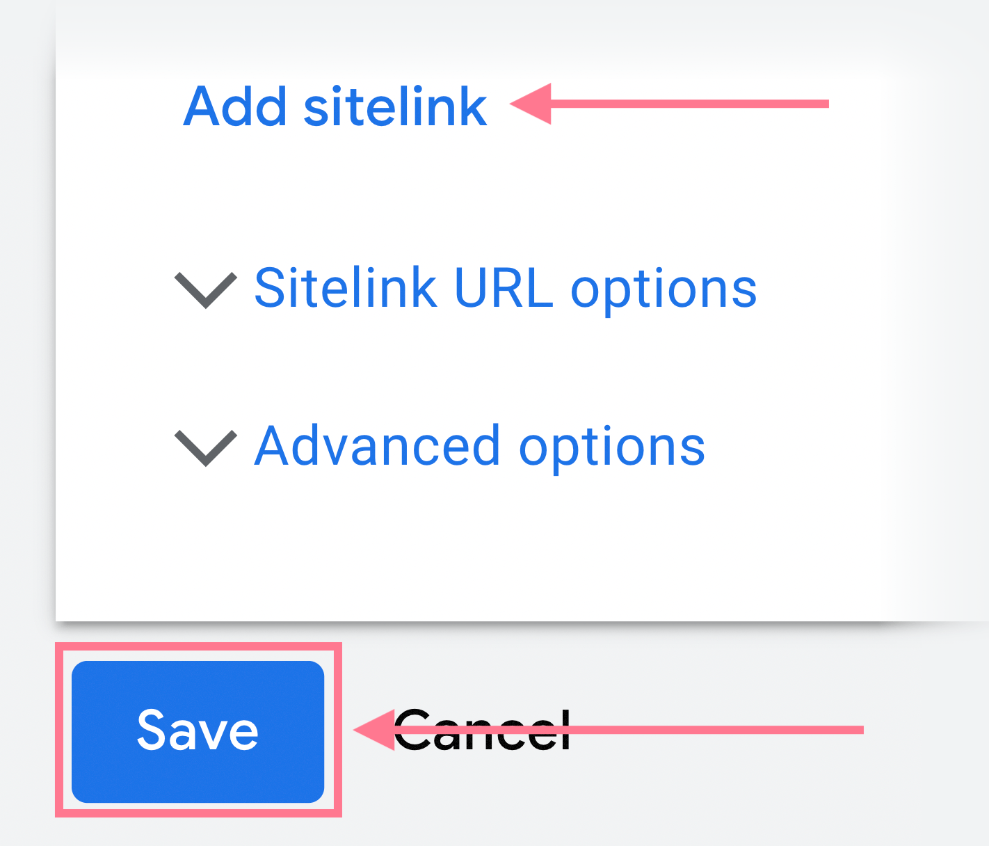 save your created sitelinks