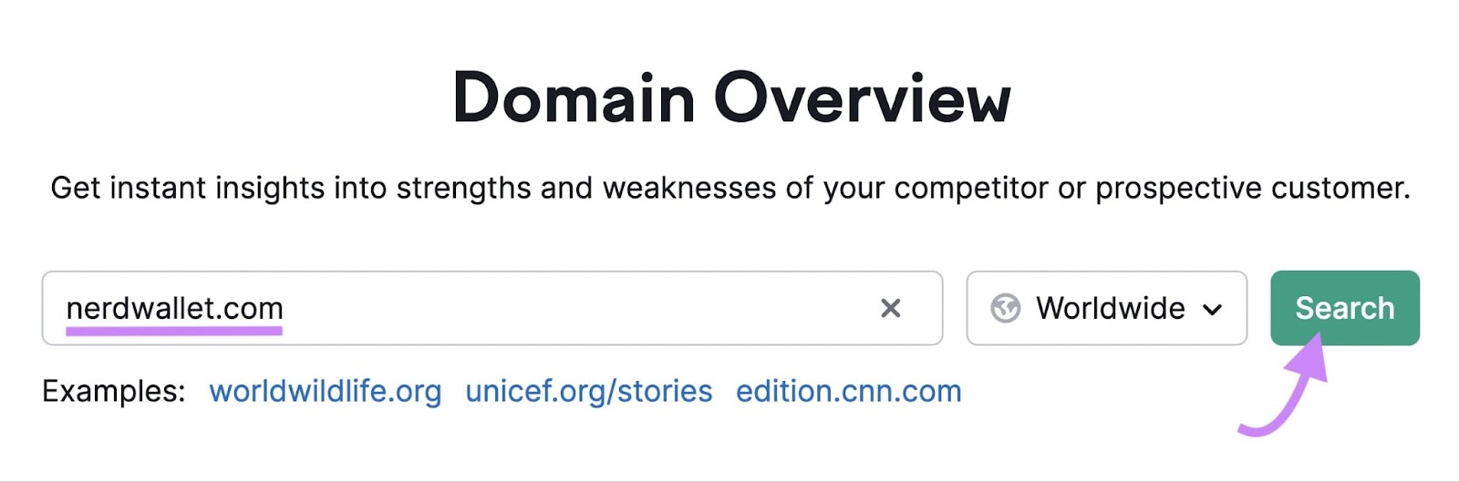 "nerdwallet.com" entered into the Domain Overview tool