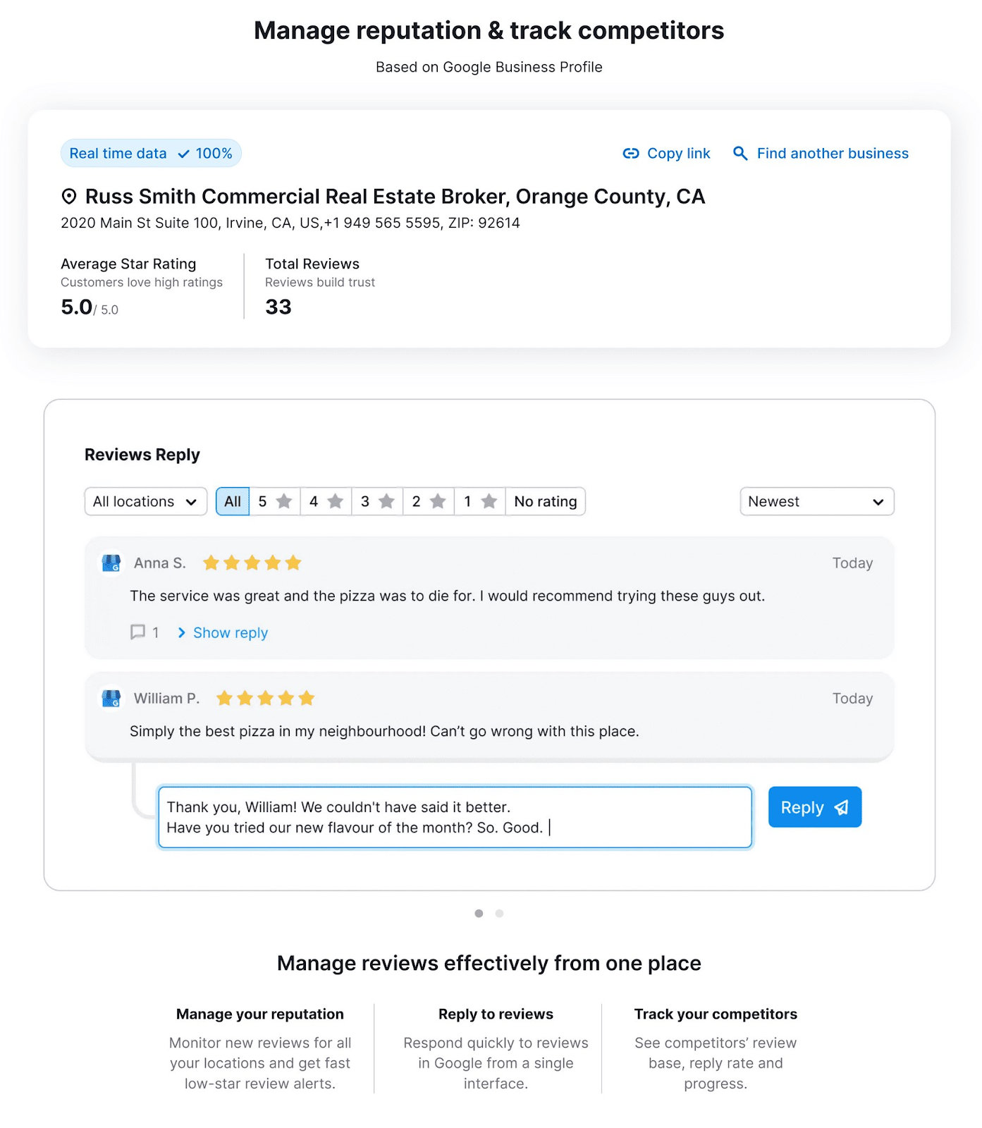 Responding to customer reviews from Listing Management tool