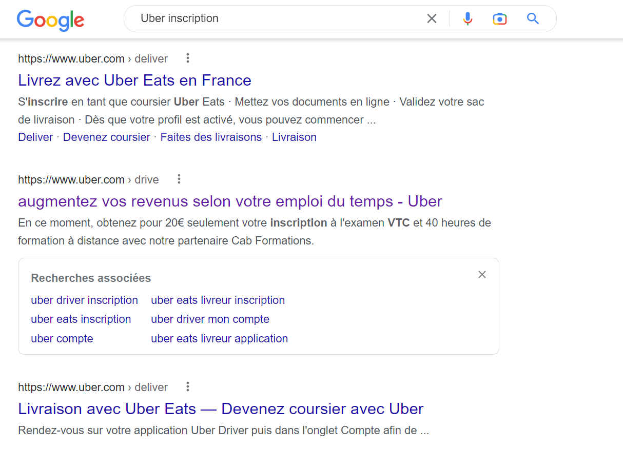 Recherche Google pour "uber inscription"