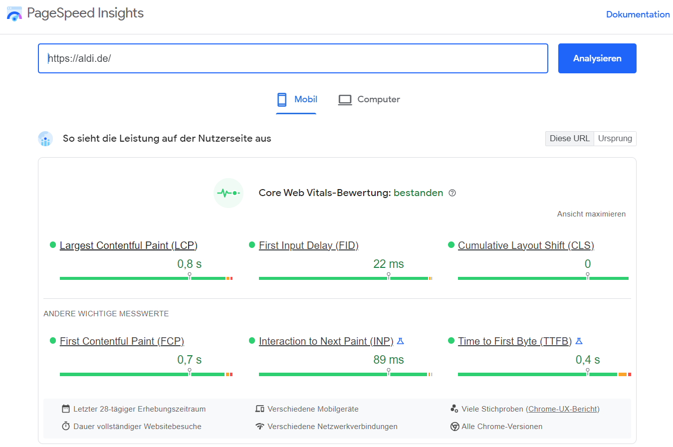 Screenshot: Google PageSpeed Insights