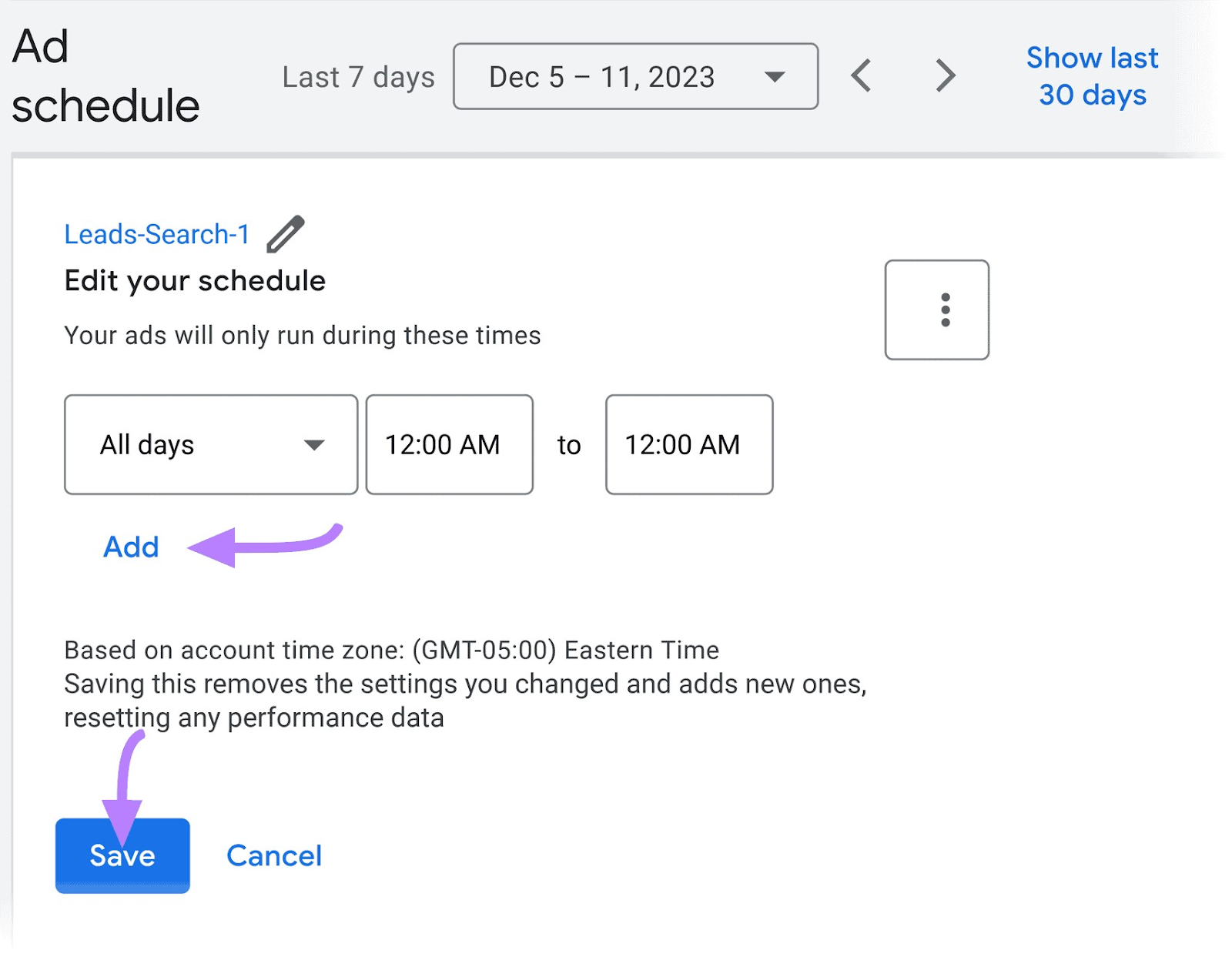 Editar el calendario de anuncios