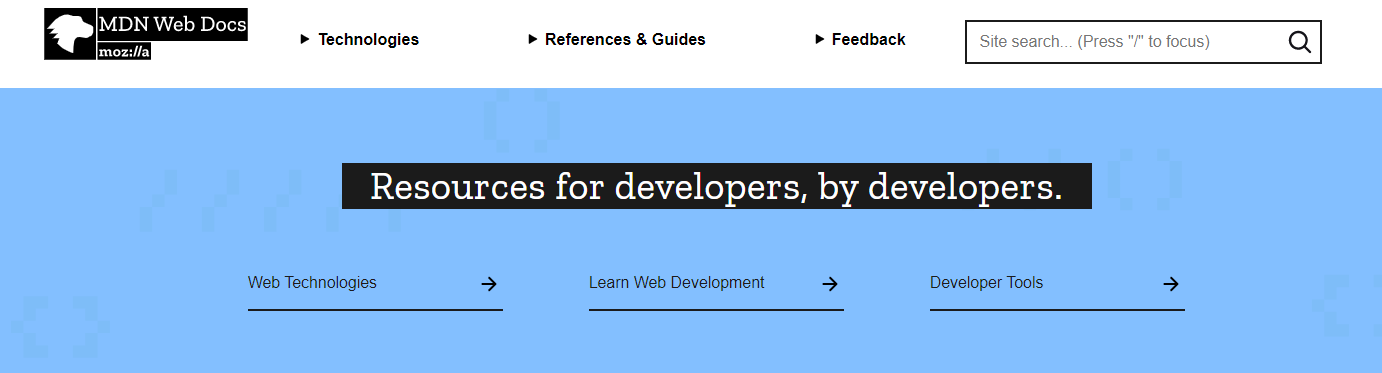 mozilla web docs homepage
