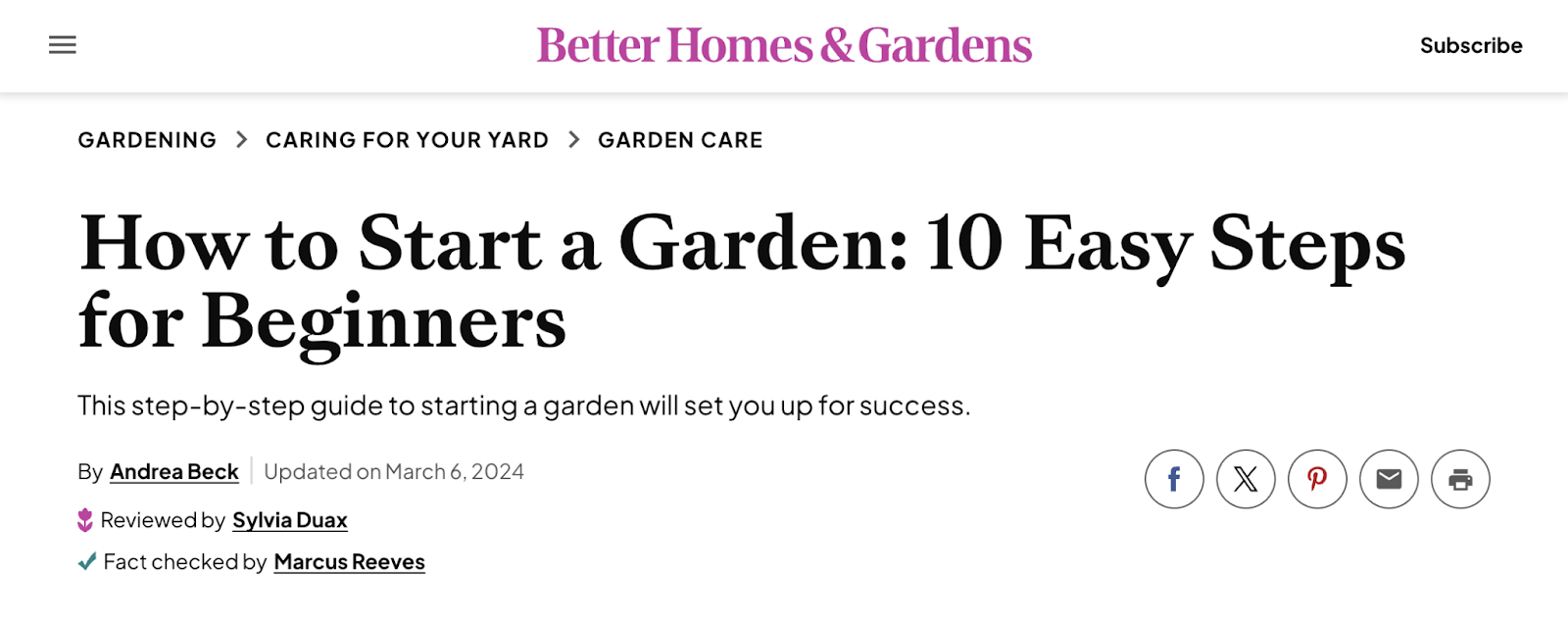 Blog post titled "how to start a garden: 10 easy steps for beginners"