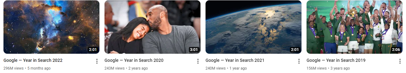 YouTube “Year in Search” videos by Google