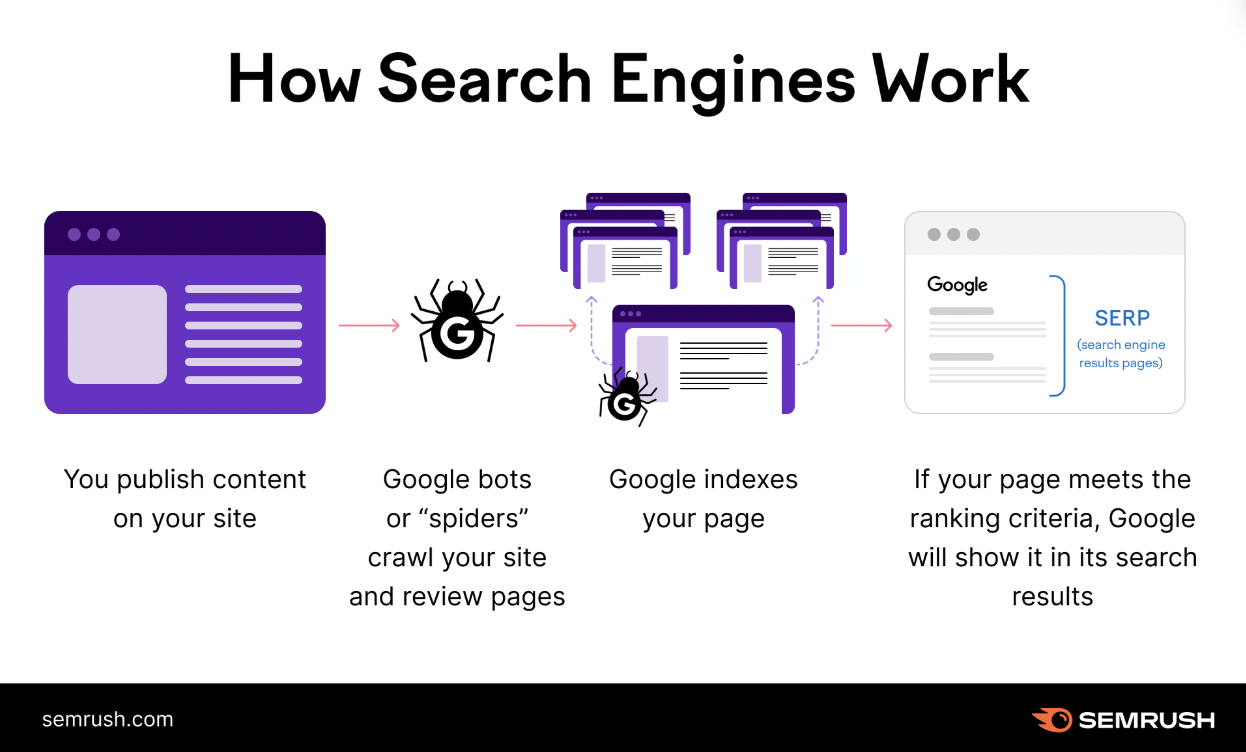 an infographic showing how search engines work