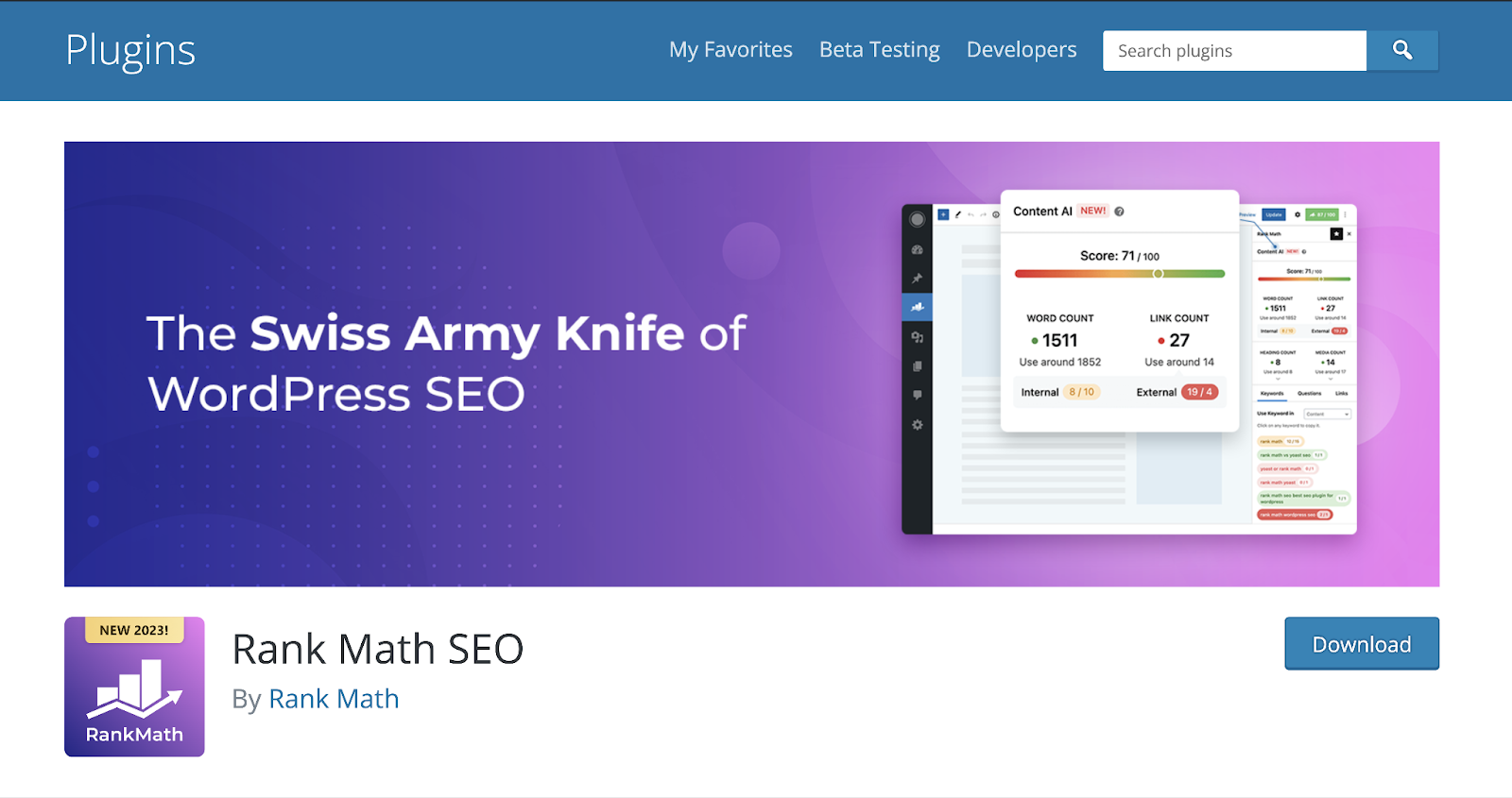 Rank Math SEO plugin