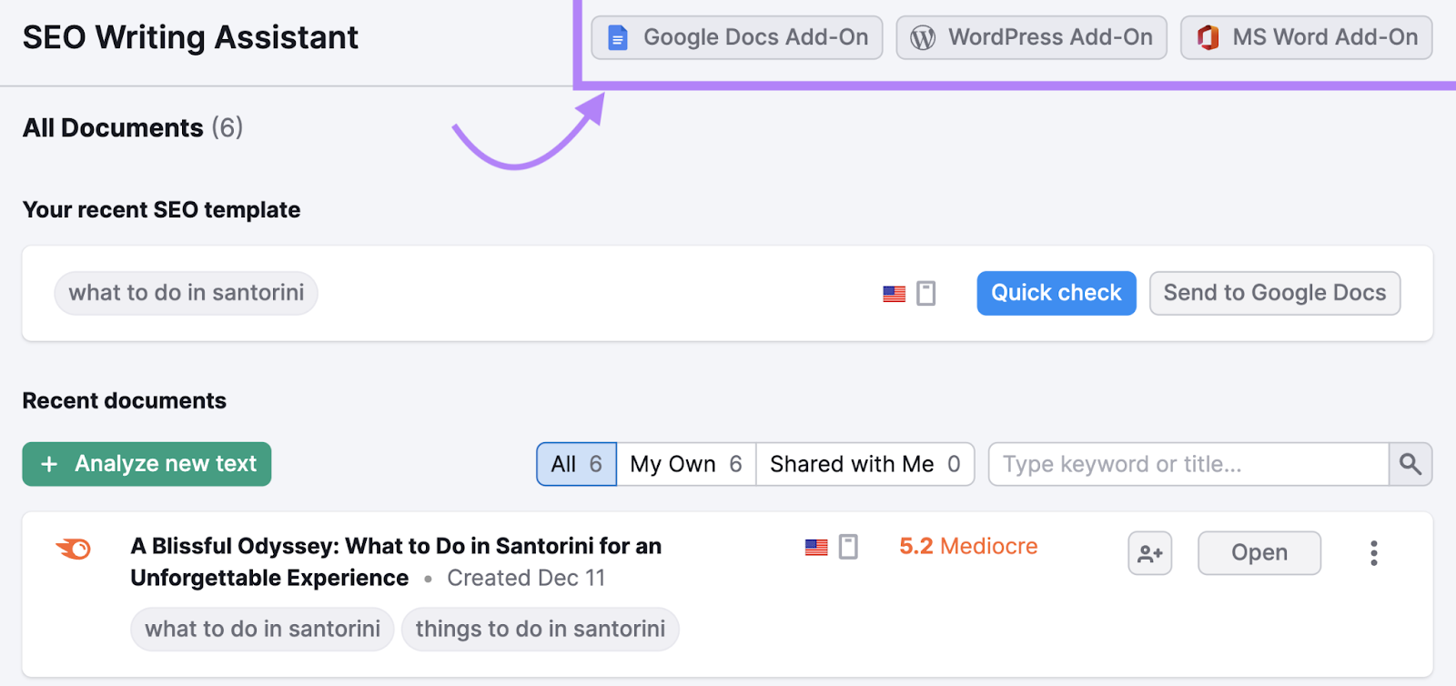 Google Docs, WordPress, and Microsoft Word add-ons highlighted