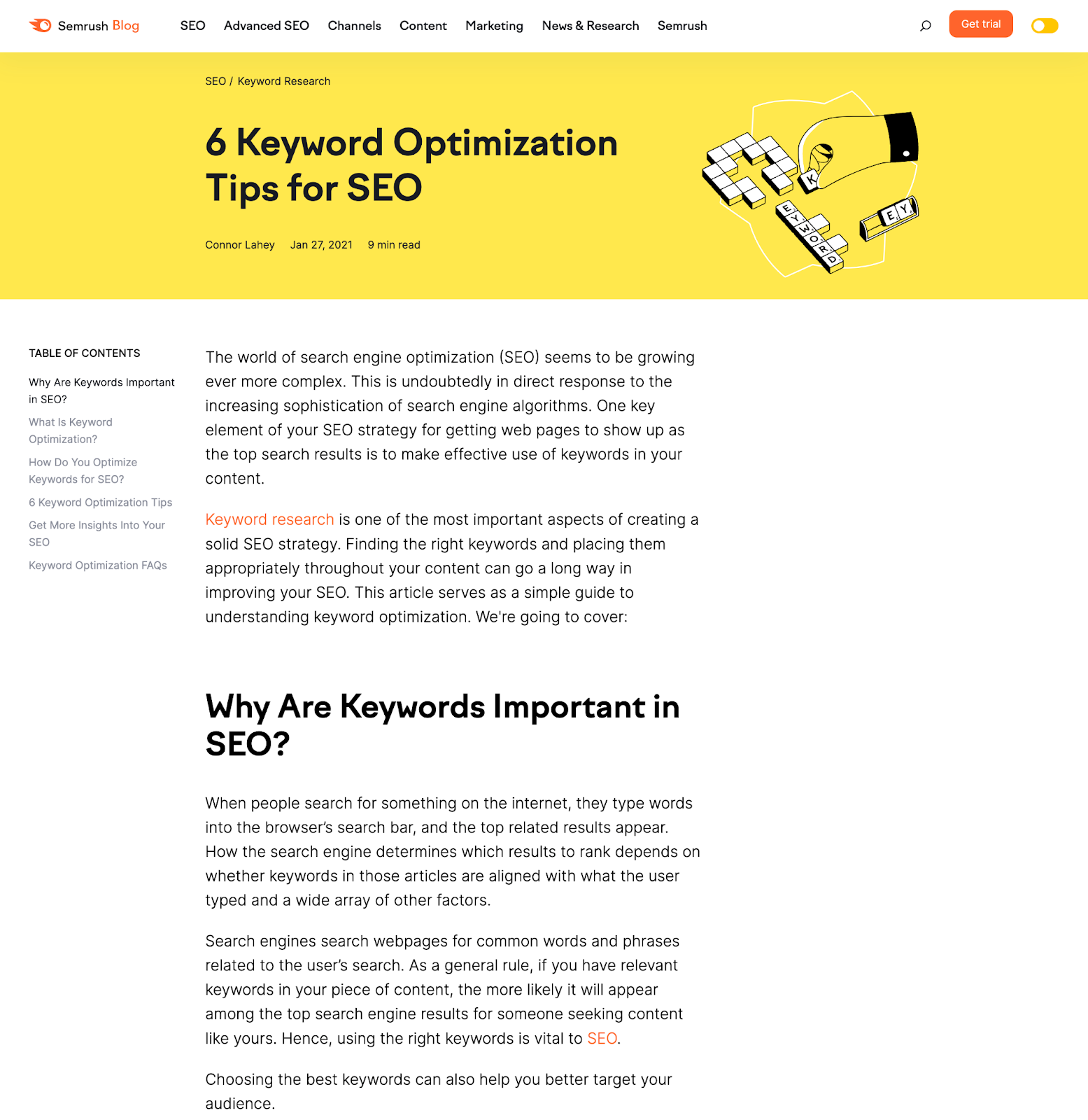 Seo hot sale keyword articles