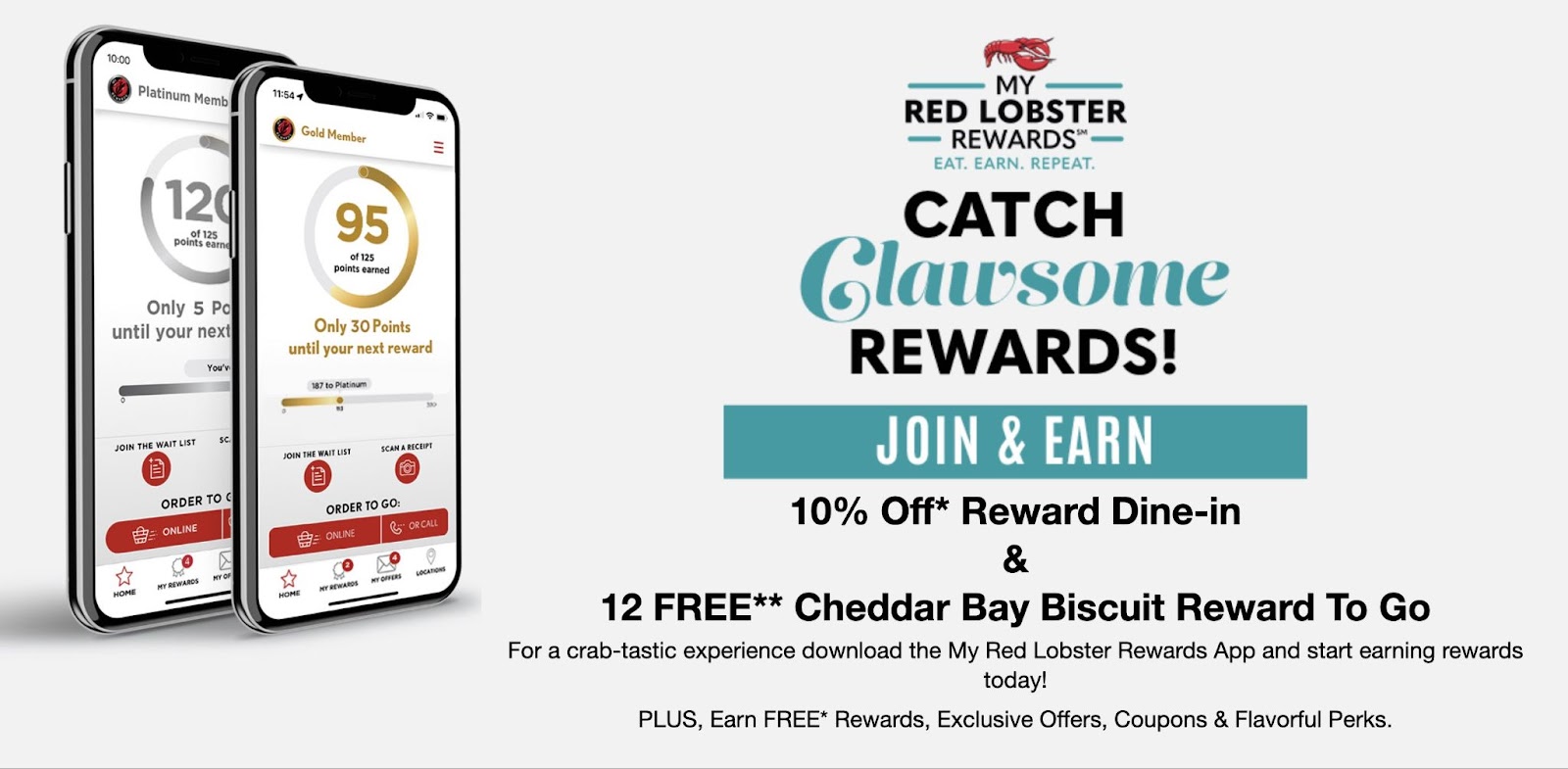 Red Lobster's lead magnet for a 10% off coupon